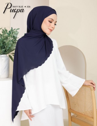 PUSPA EMBROIDERY SHAWL (NAVY BLUE) 306