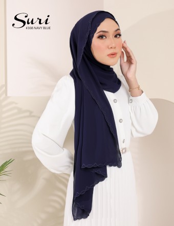 SURI EMBROIDERY SHAWL (NAVY BLUE) 308